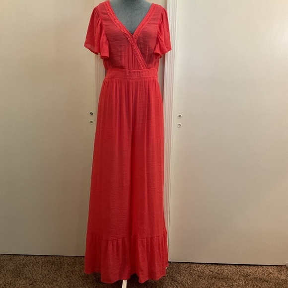 Flying Tomato Pants - 💙 Flying Tomato Pink Red Flutter Sleeve Jumpsuit